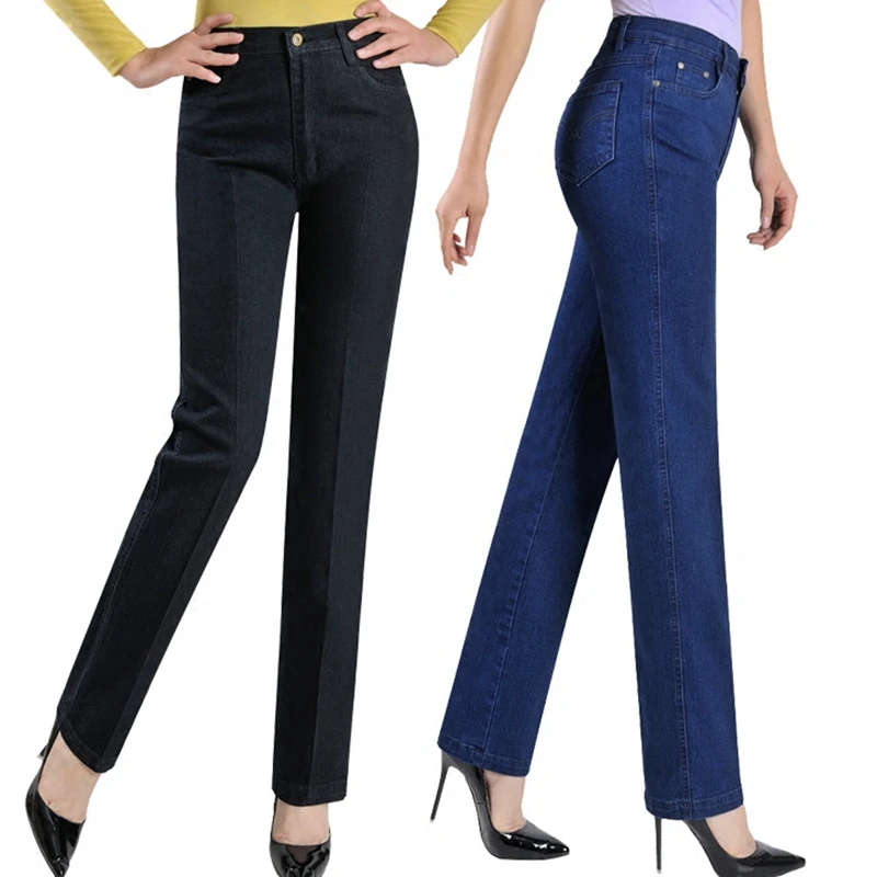 2018 New arrival pants straight jeans women plus size 42 43 women's denim trousers