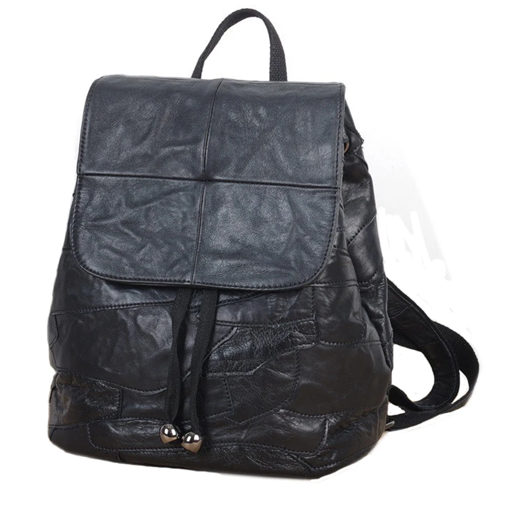

Girls backpack genuine leather sheepskin splicing bag tourism school bag leisure bag irregular pattern High quality fashion bags