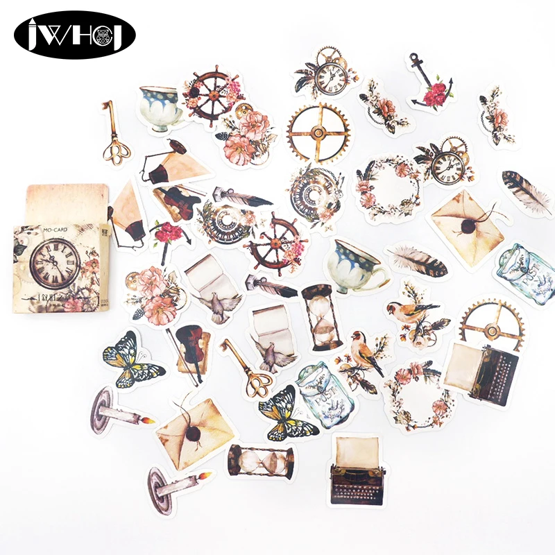 

45 pcs/box clock flowers homing pigeon vintage decoration stickers paper sticker diy handmade diary album scrapbooking stickers