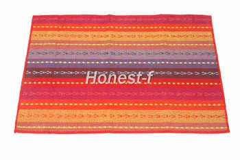 

Rainbow Red Striped Handmade Woven Braided Ribbed Cotton Placemat for Table,Dining,Kitchen