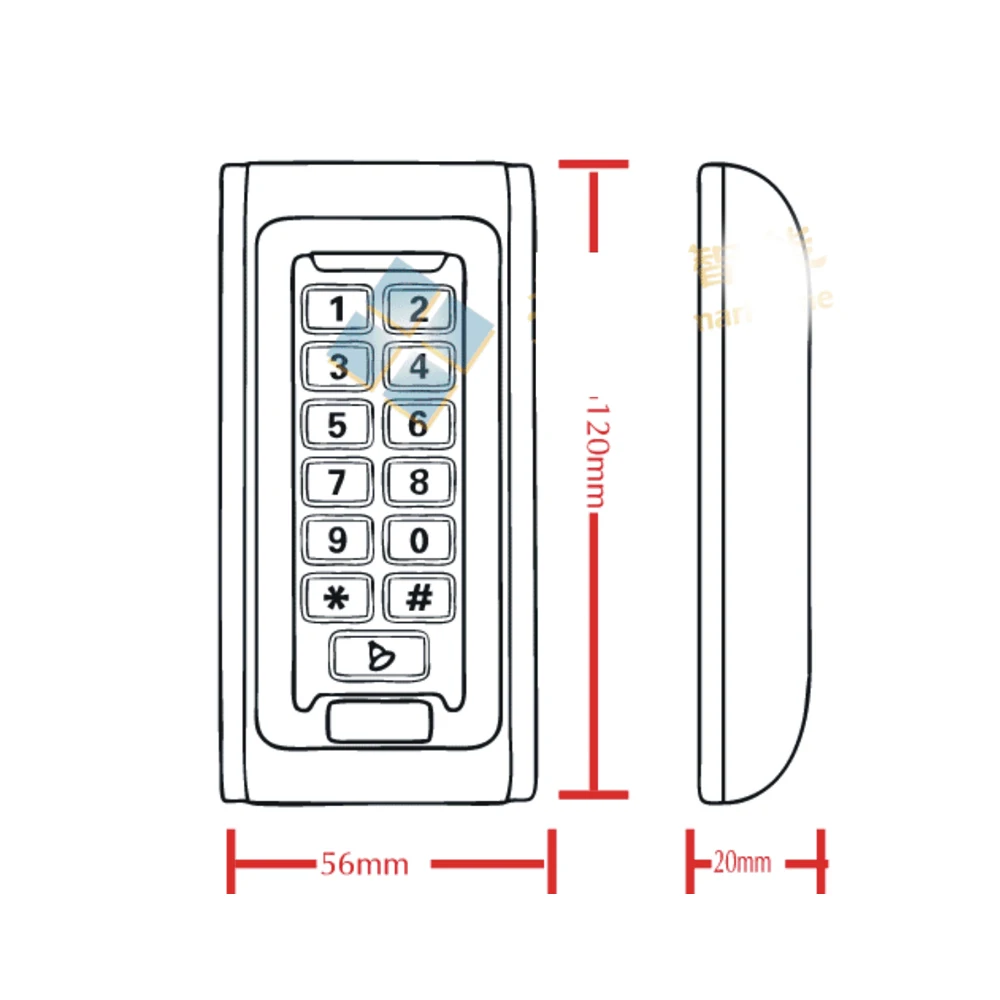 Free shipping metal shell &Waterproof access control  machine125KHZ  RFID+password keyboard for Wg26 reader  +10pcs crystal tags