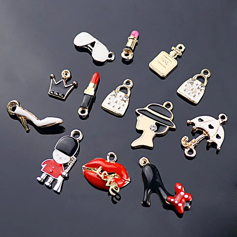 

Colorful enamel Pendant Handmade Charms Gold Color Jewelry Findings Pendant alloy ornament for jewery DIY craft supply