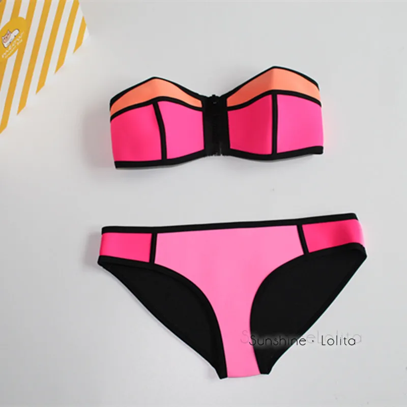 red zip up bikini