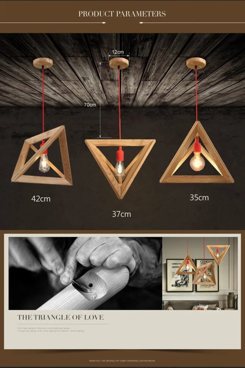 Simple OAK Wooden Rectangle Pendant Lights Hanging Wood Creative Pendant Lamps Dinning Room Restaurant Retro Fixtures Luminaire