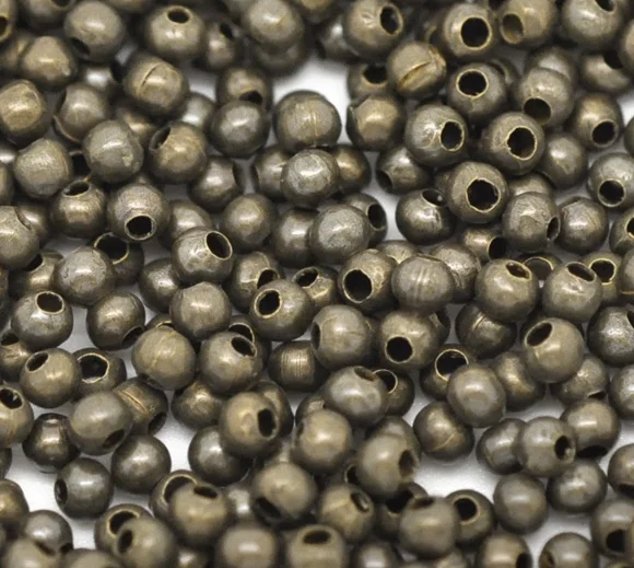 

DoreenBeads Alloy Spacer Beads Ball Antique Bronze Color Plated About 2mm(1/8")Dia,Hole:Approx 0.6mm,350 PCs
