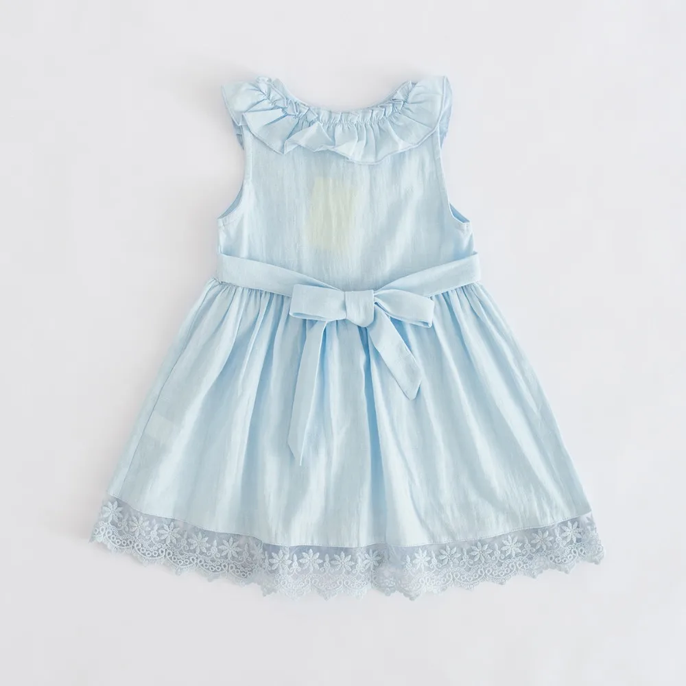 Летняя одежда с оборками и бантом для маленьких девочек детское кружевное платье с вышивкой для детей 2, 3, 4, 6, 8 лет, одежда для малышей милые платья принцессы