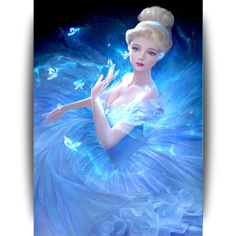 

super beautiful princess diy 5d diamond painting diamond embroidery cinderella cartoon fairy cross stitch kits mosaic picture