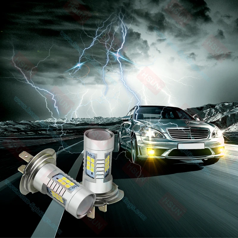 

2cs led car HSUN H7 21 LEDSMD2835 7" headlight led the car high power LED fog lamp Cornering lamp power supply 12-24V.