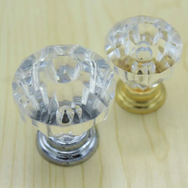 Free shipping diameter 25mm Clear Crystal drawer knobs kitchen handles dresser wardrobe