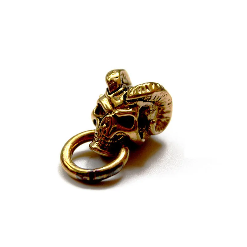 

Knife Beads Brass Rams Skull Skeleton Gothic style Devil skull EDC Key Ring Pendant Multi Tools