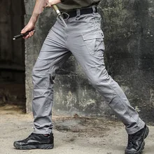 Водонепроницаемые тактические военные штаны мужские спецназ армейские брюки карго мульти карман рип-стоп хлопок длинные брюки S-2XL