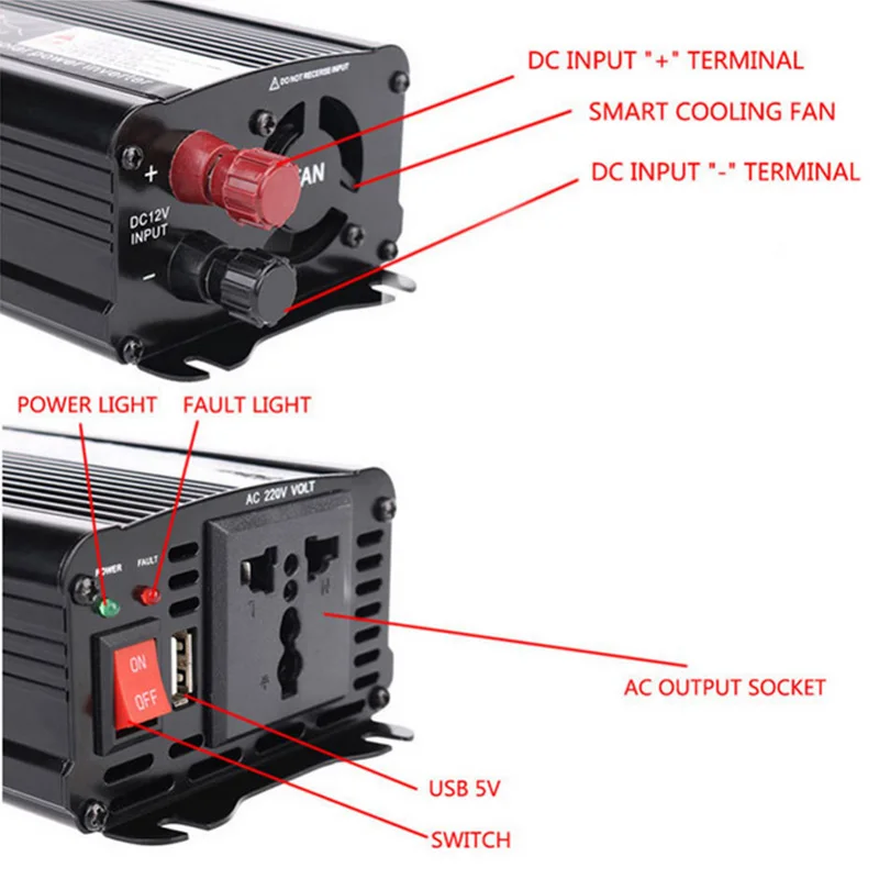  I Key comprar superpotencia 1500W inversor de corriente de coche DC12V a CA 220V 230V onda sinusoid