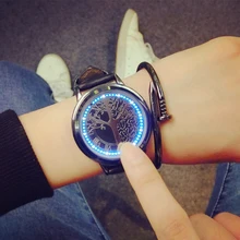 Creative Personality Minimalist Leather Normal Waterproof LED Watch Men And Women Couple Watch Smart Electronics Casual Watches