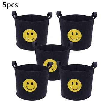 

5pcs/lot Round Fabric Pots Black Fabric Pots Plant Grow Bags With Handles Planting Bag Seedling Flowerpot 5/7 Gallon