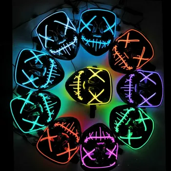 

Halloween Mask LED Light Up Party Masks Neon Mask Cosplay Mascara Horror Mascarillas Glow In Dark Masque V for Vendetta