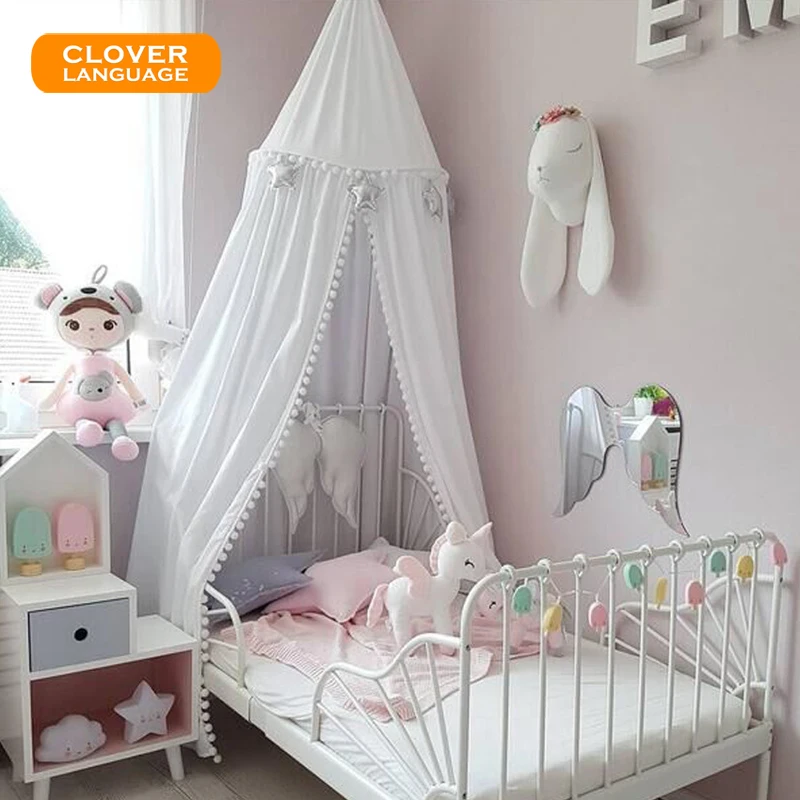 

Cotton Hairball Mosquito Net for Baby Crib Kid Bed Canopy Bed Curtain Round Dome Hanging Mosquito Net Curtain