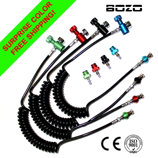 

Coil Remote Hose line 2.5M with 1500psi gauge WITH Slide Check with quick disconnect multi-color airsoft paintball