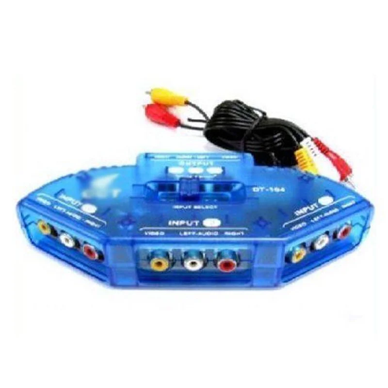 

3 Way Audio Video AV RCA Switch Switcher Selector Box Splitter for XBOX DVD PS3 RCA switcher