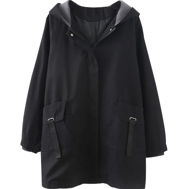 Пальто для женщин больших размеров, весна-осень, пальто с капюшоном, 60-100 кг, можно носить, Тренч больших размеров, женские верхние пальто OKXGNZ 1769