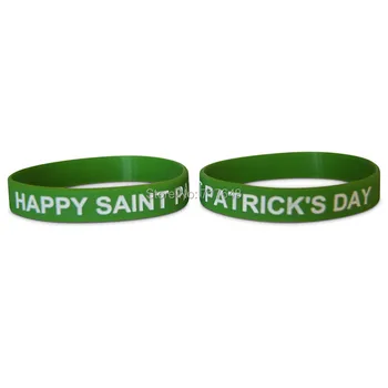 

100pcs Happy Saint Patrick's Day wristband silicone bracelets free shipping by ePacket A