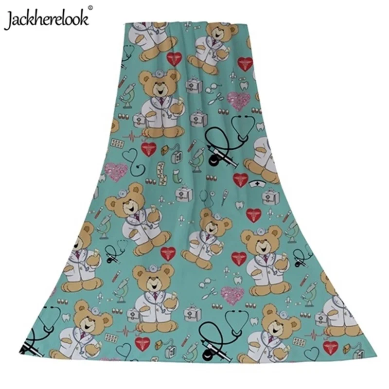 

Jackherelook Children Swimming Bath Towels Cute Bear Nurse Printed Large Sand Blanket Athletic Gym Travel Kids Towel Absorbent