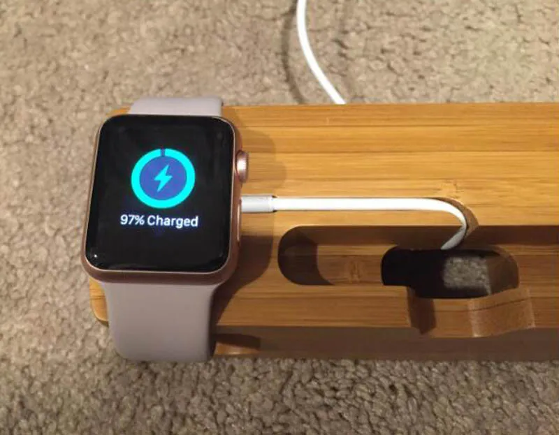 Подставка для Apple Watch зарядки из бамбукового дерева док станция держатель iPhone 7 6 6S