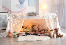 Laeacco Baby Room Tent Pillow Candle Lamp Bear Toy Photography Backgrounds Customized Photographic Backdrops For Photo Studio Laeacco Baby Room Tent Pillow Candle Lamp Bear Toy Photography Backgrounds Customized Photographic Backdrops For Photo Studio