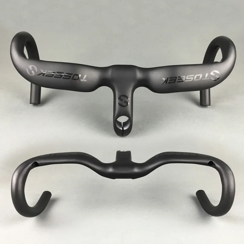 2016 New TOSEEK Full Carbon Fiber Integrated Road Bicycle Handlebar UD Matte 400/ 420/ 440mm 80/90/100/110/120mm road hanldebar