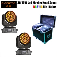 Китайское сценическое освещение 2XLOT 36x15W RGBWA 5в1 Zoom Led движущийся головной свет угол луча регулируемый кейс полета | дорожный кейс | стойка-кейс
