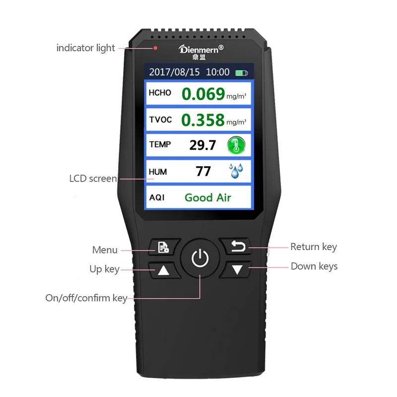

HCHO TVOC Detector Temperature Humidity Meter with Alarm Formaldehyd Air Quality Monitor Gas Analyzer household Thermometer