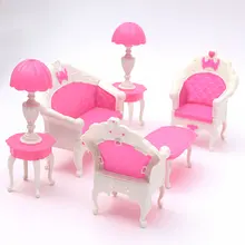 Miniatura Розовый кукольный домик мебель гостиная-Приемная Диван Набор Для Кукольный дом аксессуары игрушки для детей
