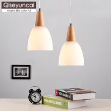 Qiseyuncai Modern minimalist single/three-head restaurant wooden chandelier Nordic Italian meal bar lighting free shipping modern minimalist glass edison bulb chandelier restaurant living room bar personalized originality single head chandelier