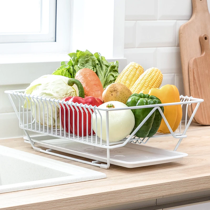  Dish Drying Rack - Metal Wire Kitchen Dish Drainer Rack Organizer with Drain Board - 32991500291