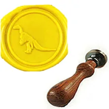 Винтаж милый динозавр индивидуальный логотип свадебные приглашения Воск уплотнительное штамп палисандр ручки комплект