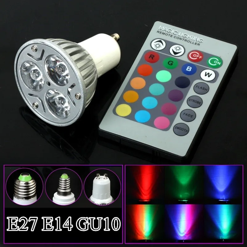 

4PCS RGB LED Light E27 GU10 E14 LED Spotlight With Remote Controller AC85-265V 16Colors LED Lampara Magic Light Free Shipping
