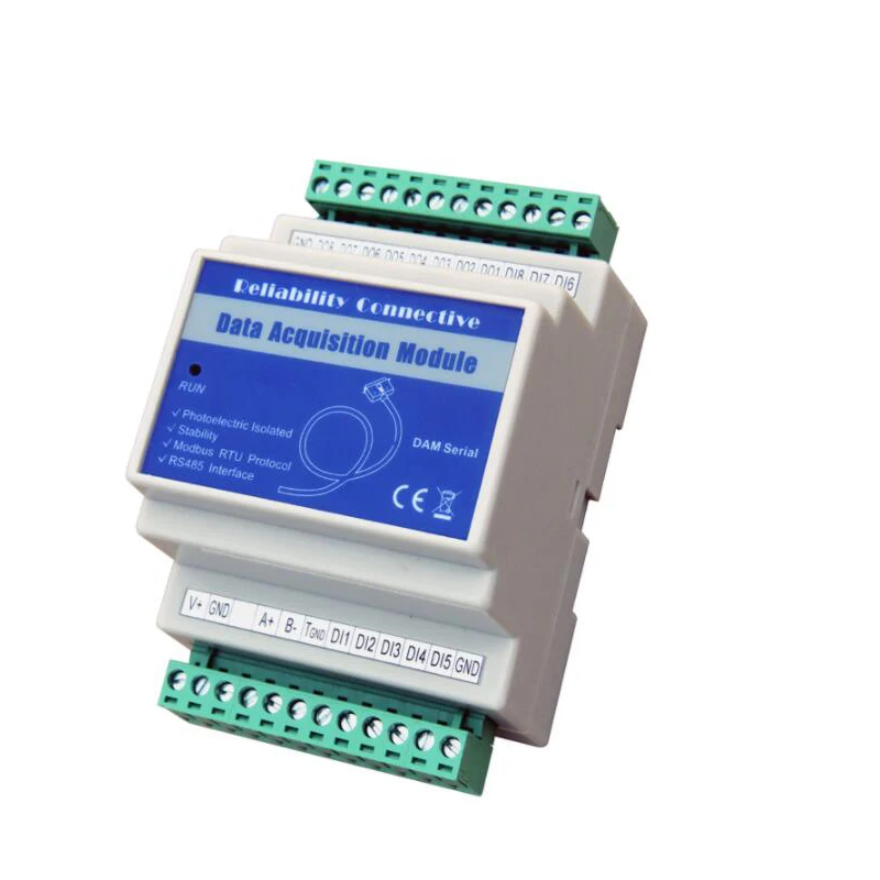 16 модуль ввода аналоговых сигналов (0 ~ 20mA, 4 ~ 20mA, 0 ~ 5В, 0 ~ 10В) поддерживает modbus rtu протокол более RS485 последовательный порт DAM140