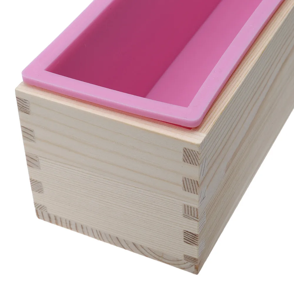 Rectangular Wooden Soap Mold with Silicone Liner and Cover Loaf Soap Mold Tool DIY Soap Candle Mold 9001200g Mold Making Tool08