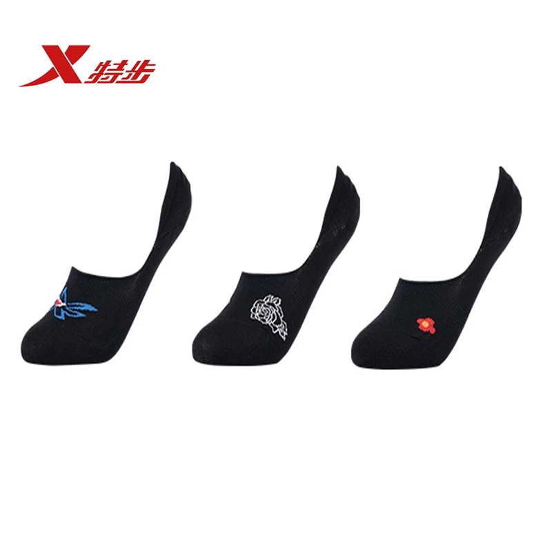 

882338519053 Xtep 2018 New High Quality 3 pair/lot 3 piece/set Man Black Sliooers Cycling Running Cottom Sock