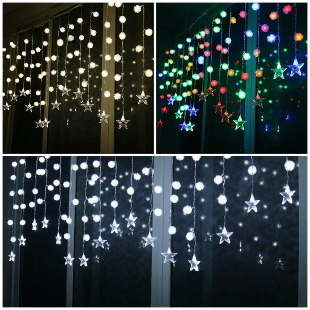 LAIDEYI 3 5 м 96 LED Рождественская звезда и шар занавеска для помещений Свадебные