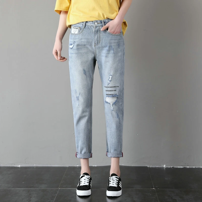 Fashion Boyfriend Harem Pants Girls Jeans Trousers Women Spring Ripped For Straight Denim Woman XF007 |