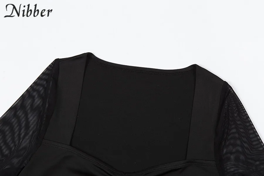 Nibber сексуальные сетчатые прозрачные черные боди с длинными рукавами женские весенне-летние модные вечерние тонкие Комбинезон утягивающий mujer