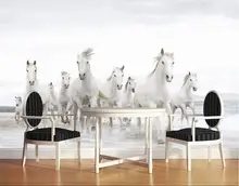 

Custom photo Non-woven mural 3d wallpapers for living room herd of horses rushing background painting 3d wall murals wallpaper