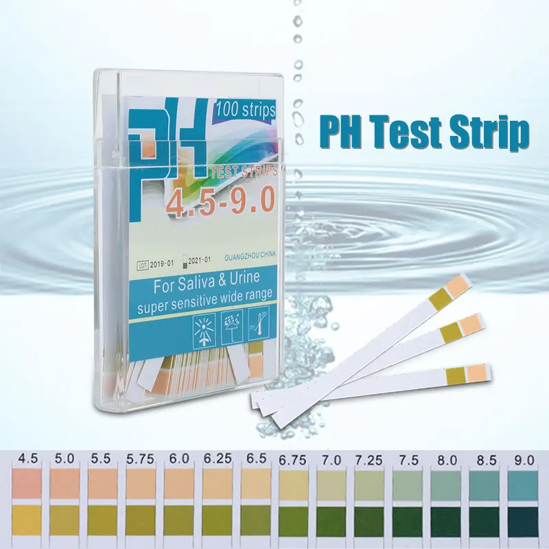 100 шт./кор. лакмусовая бумага PH4.5-9.0 щелочные pH тестовые бумажные полоски индикатор лакмусовой тест для уровня тела мочи и слюны 30% скидка