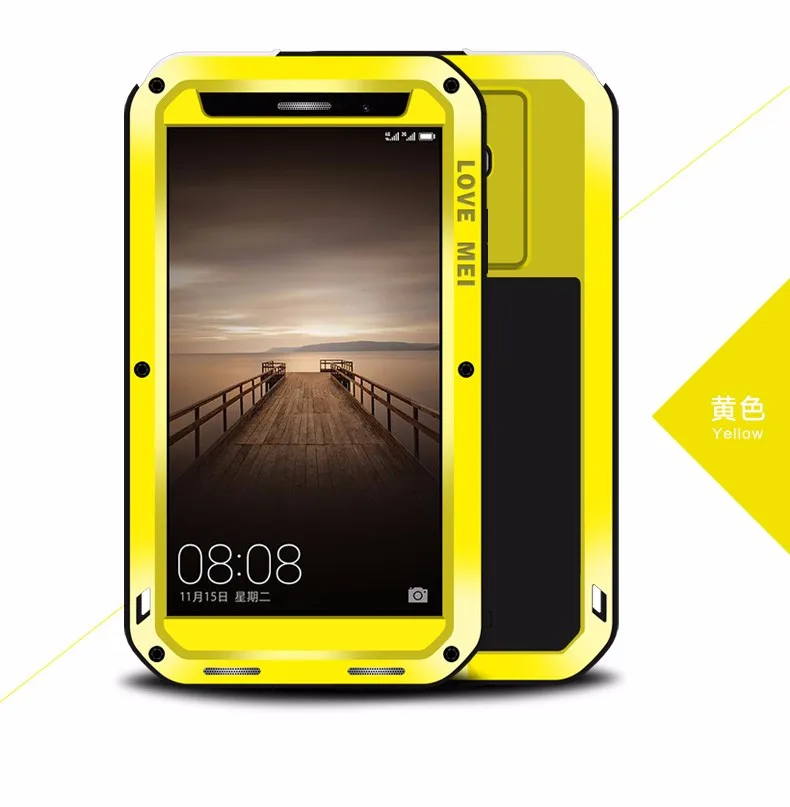 Любовь Мэй мощный чехол для Huawei Коврики 9 Pro чехол для телефона Коврики 9 Pro Anti-Knocked Алюминий гориллы закаленное Стекло чехол для телефона - Цвет: yellow