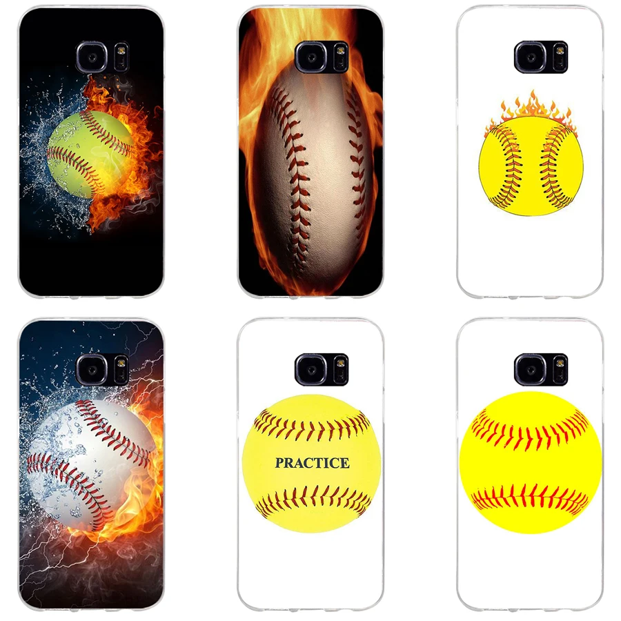 98H Fire Yellow Softball Softball Fire Custodia Morbida In Silicone Tpu Per Samsung Galaxy S6 S6 S7 Edge S8 S9 Plus Custodia