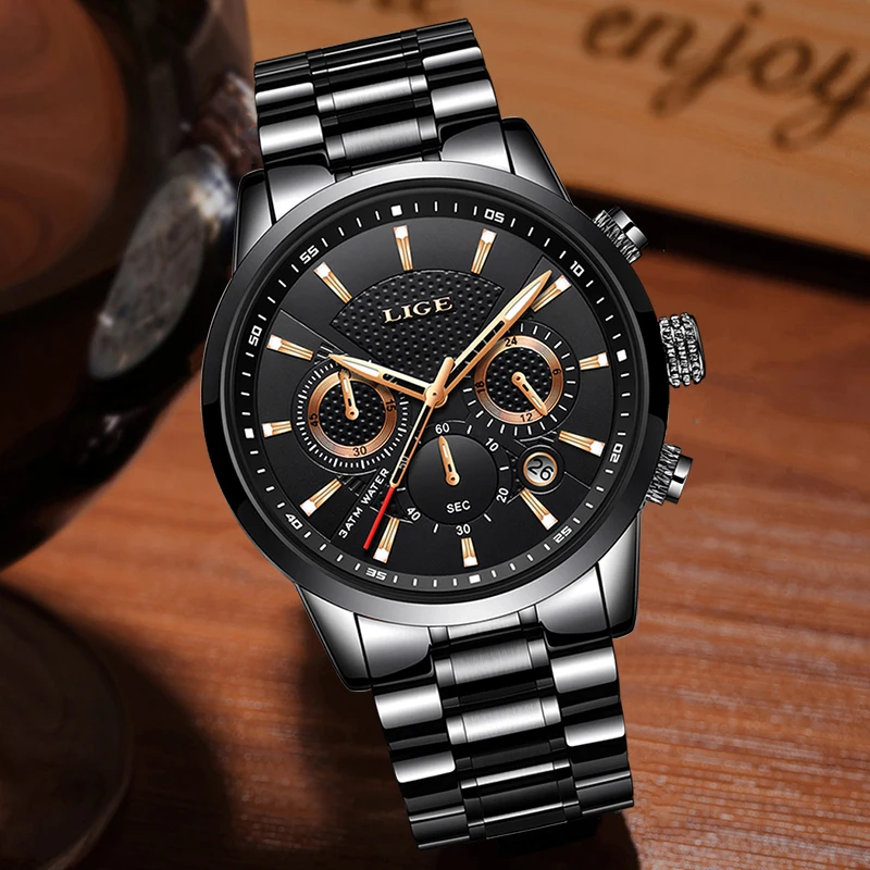 2018 LIGE Mens watches To Luxury Brand business Quartz Watch Men Military Sports Waterproof Dress W