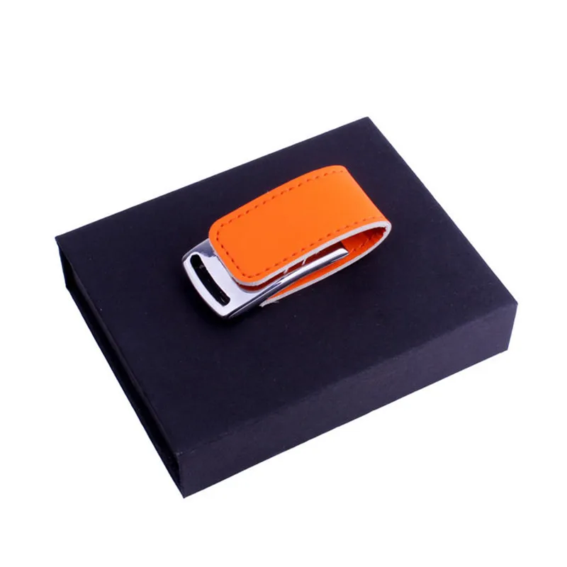 JASTER кожаный флеш-диск USB 2,0 USB 4 ГБ 8 ГБ 16 ГБ 32 ГБ ручка привод печать логотипов под заказ для рекламных подарков - Цвет: Orange