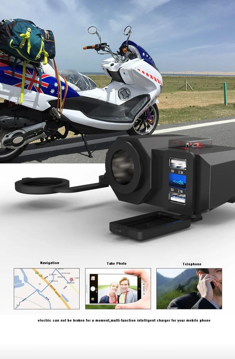 Car-Styling 12V/24V Waterproof Car Boat Motorcycle Dual USB moto Charger LED Voltmeter waterproof Car-Styling 12V/24V Waterproof Car Boat Motorcycle Dual USB moto Charger LED Voltmeter waterproof