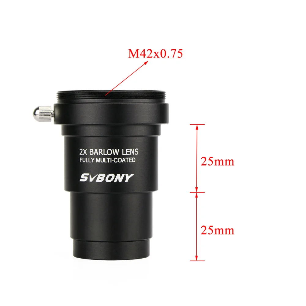 SVBONY 1.25 بوصة 2X بارلو عدسة بالكامل متعددة معدن مطلي ل الفلك تلسكوب أحادي العدسة 31.7 مللي متر M42x0.75 موضوع F9156