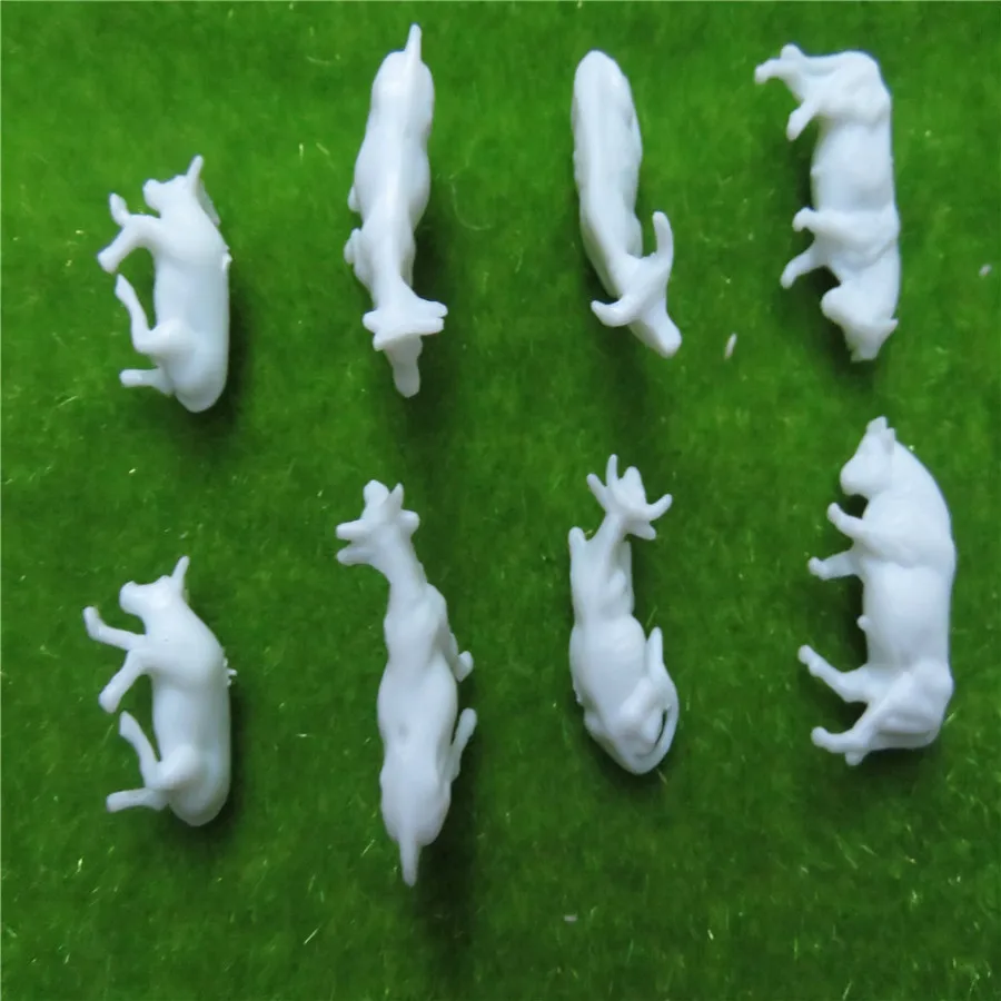 

50pcs HO Scale N scale Model unPainted White Farm Animals Cow in train layour